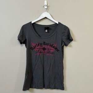 Harley Davidson live to ride Jamaica grey rhinestone Y2K short sleeve t-shirt